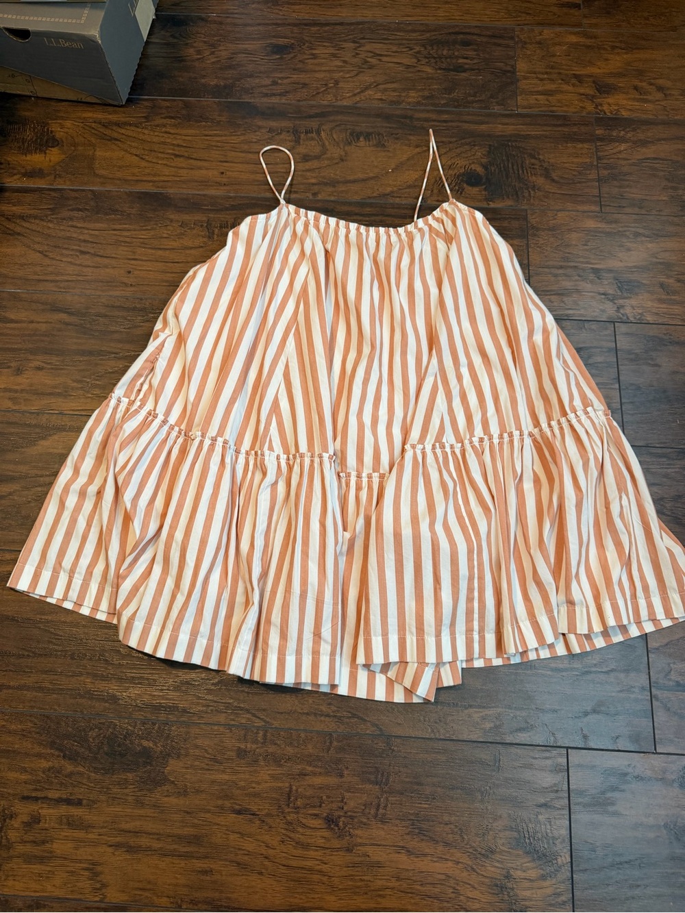 Abercrombie & Fitch Women Peach/Pink and White Striped Mini Sundress